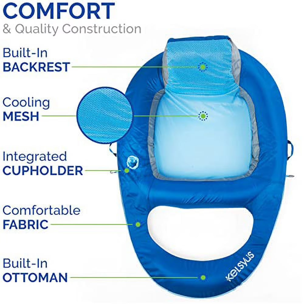Premium Floating Lounger with Fast Inflation, Inflatable Recliner Chair, Lake & Pool Float for Adults with Cup Holder