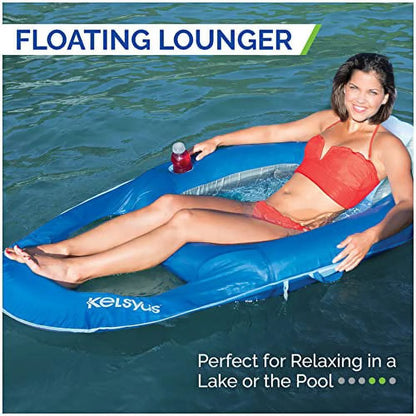 Premium Floating Lounger with Fast Inflation, Inflatable Recliner Chair, Lake & Pool Float for Adults with Cup Holder