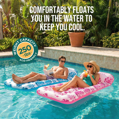 Inflatable Pool Floats Adult, Large Pool Float , Pool Lounger with Headrest, Pool Rafts, Tanning Pool for Swimming Pool Party, Rose Red