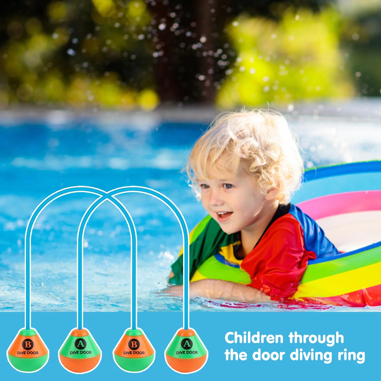 2Pcs/Set through Door Diving Ring Funny Swimming Game Aids Reusable Underwater Swimming Dive Door Adults Kids Pool through Rings