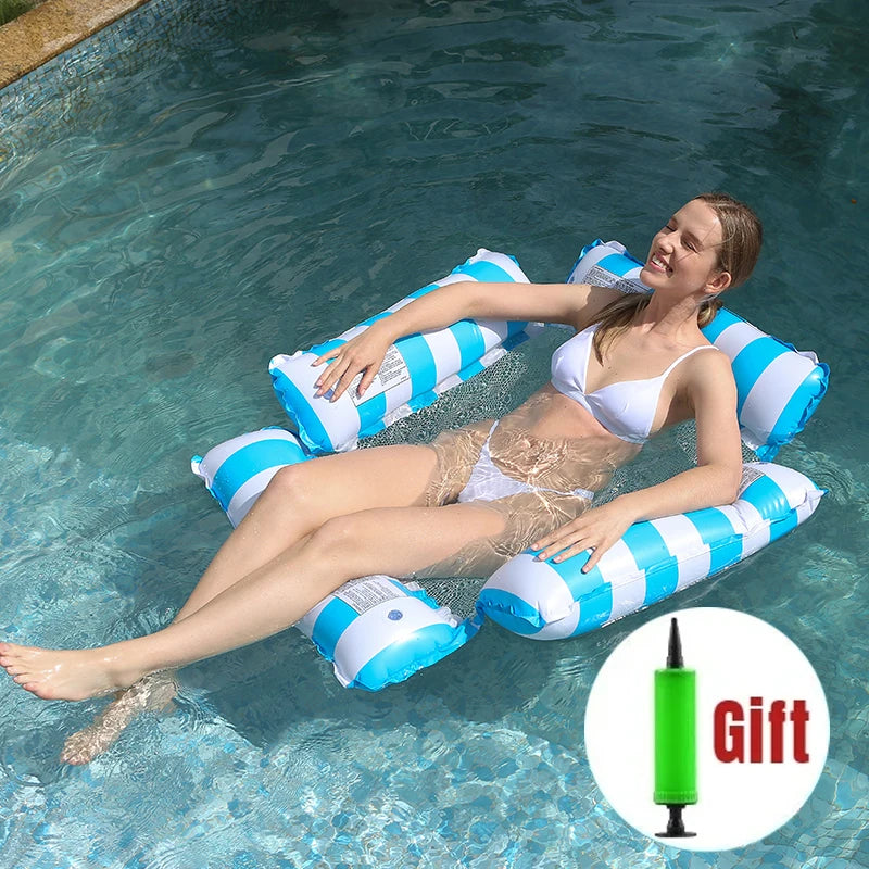 Water Hammock Recliner Inflatable Floating Swimming Mattress Pool Float Mats Sea Mattress Pool Party Inflatable Pool Accessories
