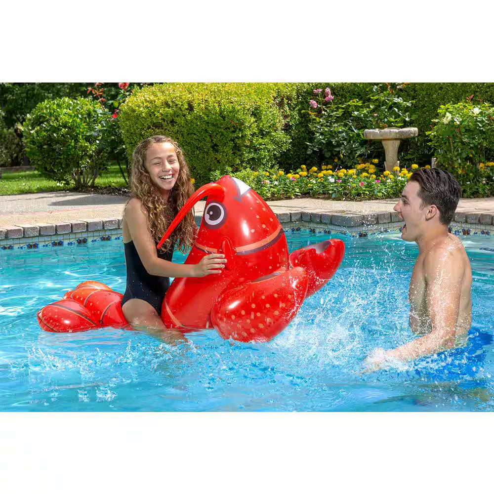 Lobster Rider Inflatable Swimming Pool Float, Red, Small